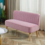 Soffa Retrodesign 2-sits Rosa Sammet, Träben 117 x 56,5 x 77 cm