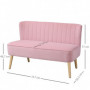 Soffa Retrodesign 2-sits Rosa Sammet, Träben 117 x 56,5 x 77 cm