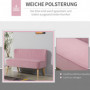 Soffa Retrodesign 2-sits Rosa Sammet, Träben 117 x 56,5 x 77 cm