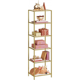 Bokhylla Guld med Glashyllor 6-våning 30 x 40 x 177 cm
