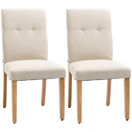 2x Matstolar Set Stoppad Beige 50 x 62 x 96 cm