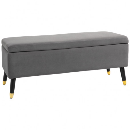 Sittbänk med Förvaring och Ben - Sammet Mörkgrå 110 x 43 x 45 cm