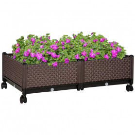 Växtlåda med Hjul, Plast -Brun 50 x 50 x 33 cm