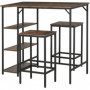 Barbord med 2 Barstolar, Sidohyllor Vintage Brun - Svart 109 x 60 x 100 cm