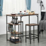 Barbord med 2 Barstolar, Sidohyllor Vintage Brun - Svart 109 x 60 x 100 cm