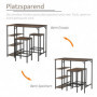 Barbord med 2 Barstolar, Sidohyllor Vintage Brun - Svart 109 x 60 x 100 cm