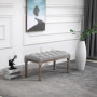 Klassisk Sängbänk med Träben och Linnetyg – 81 x 41 x 41 cm
