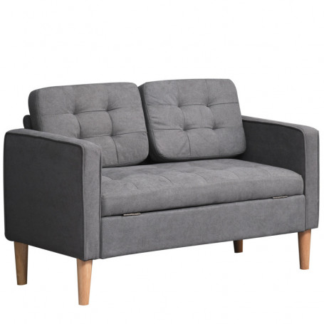 Soffa 2-sits med Förvaring Grå Tyg 117x 62 x 78 cm