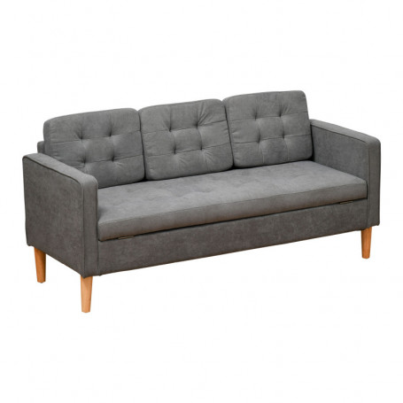 Soffa 3-sits med Förvaring Grå Tyg 166,5 x 62 x 82 cm