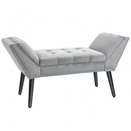 Sängbänk Retro Pall Grå Sammet 114 x 46 x 56 cm