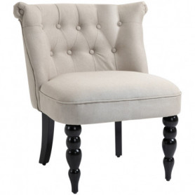 Relax Fåtölj - Matstol Vintage Lågrygg Linne Beige - Svart