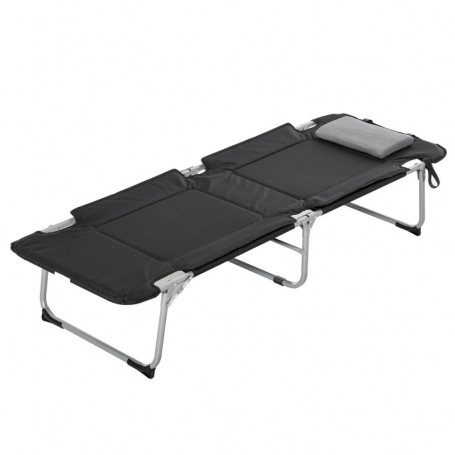 Hopfällbar Campingsäng med Kudde 183 x 66 x 33 cm Svart