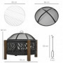 Eldstad Rund med Grillgaller Φ65 x 60 cm Svart