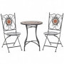 Ute Caféset 2 Stolar med Bord Mosaikdesign Metall