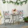 Ute Caféset 2 Stolar med Bord Mosaikdesign Metall