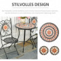 Ute Caféset 2 Stolar med Bord Mosaikdesign Metall