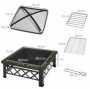 Eldstad Fyrkantigt med Grillgaller 76 x 76 x 47 cm Svart