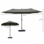 Double Parasol med handvev Mörkgrå Oval 460 x 270 x 240 cm