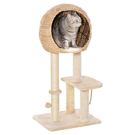 Klösträd med Kattkoja Rotting 100 cm (H)