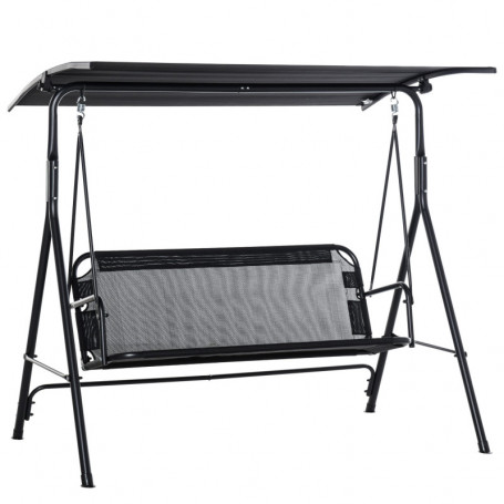 Hammock 2-sits med Justerbart Tak – Stabil A-Ram Svart