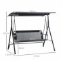 Hammock 2-sits med Justerbart Tak – Stabil A-Ram Svart