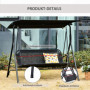 Hammock 2-sits med Justerbart Tak – Stabil A-Ram Svart