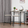 Barbord med 2 Barstolar Industriell Stil Ek Svart