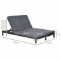 DuoLounge Solsäng – Justerbar 2-sits Grå 196 x 120 x 28 cm