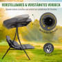 Hammock Gunga 3-sits med Fotstöd, Grå, 270 kg