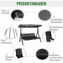 Hammock Gunga 3-sits med Fotstöd, Grå, 270 kg