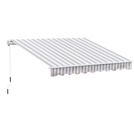 Infällbar Markis 3 x 2,5 m Vit - Beige
