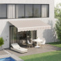 Infällbar Markis 3 x 2,5 m Vit - Beige