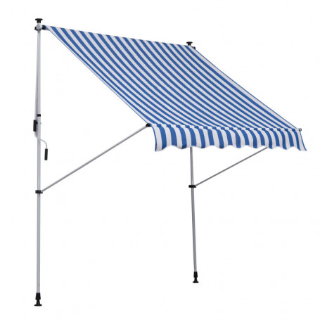Markis Golv till tak fäste 200 x 150 cm Blå Vit