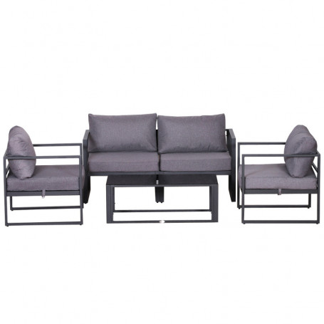 Loungegrupp 4 Delar Grå 138 x 69 x 63 cm