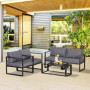 Loungegrupp 4 Delar Grå 138 x 69 x 63 cm