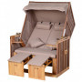 Justerbar Solstol 2-sits, Fällbara Bord & Utdragbart Soltak Beige