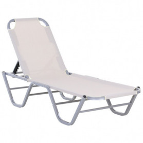 Justerbar Solsäng i Aluminium Textil Beige 163 x 58,5 x 91 cm