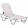 Justerbar Solsäng i Aluminium Textil Beige 163 x 58,5 x 91 cm
