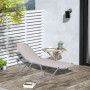 Justerbar Solsäng i Aluminium Textil Beige 163 x 58,5 x 91 cm