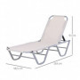 Justerbar Solsäng i Aluminium Textil Beige 163 x 58,5 x 91 cm