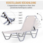Justerbar Solsäng i Aluminium Textil Beige 163 x 58,5 x 91 cm