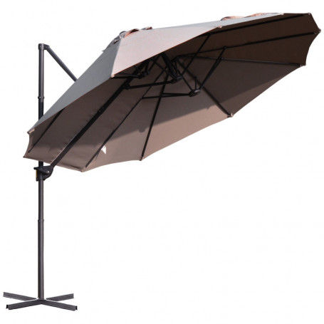 XXL Justerbart Dubbelparasoll 440 x 270 x 250 cm Brun