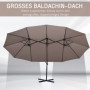 XXL Justerbart Dubbelparasoll 440 x 270 x 250 cm Brun