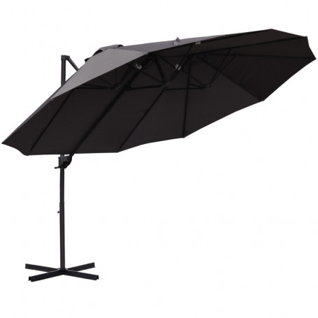 XXL Justerbart Dubbelparasoll 440 x 270 x 250 cm Grå