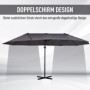 XXL Justerbart Dubbelparasoll 440 x 270 x 250 cm Grå