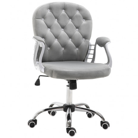 Ergonomisk Kontorsstol med Knappar Sammet Grå