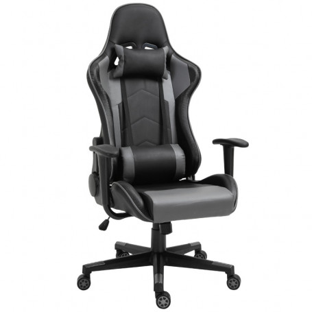 Ergonomisk Gaming Stol Konstläder Svart Grå