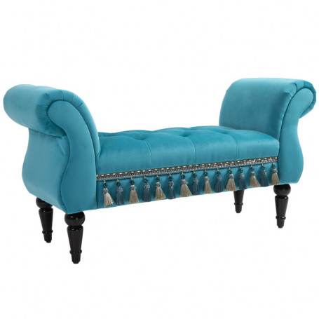 Stoppad Sängbänk Vintage Design 117 x 40 x 58 cm Sammet Blå