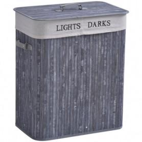 Tvättkorg 2-fack Tvättbar Påse 100L Grå Bambu