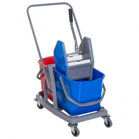 Svabbvagn med 2 Hinkar 4 lättgående hjul Metall+PP Blå+Röd 73 × 45 × 92 cm